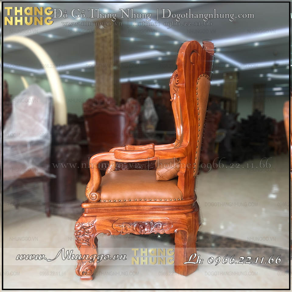Ghế làm việc giám đốc gỗ tự nhiên được thiết kế chân tĩnh 3D chắc chắn hàng ngang được làm theo phương pháp truyền thống chuẩn Đồng Kỵ không bị co ngót cong vênh do thời tiết