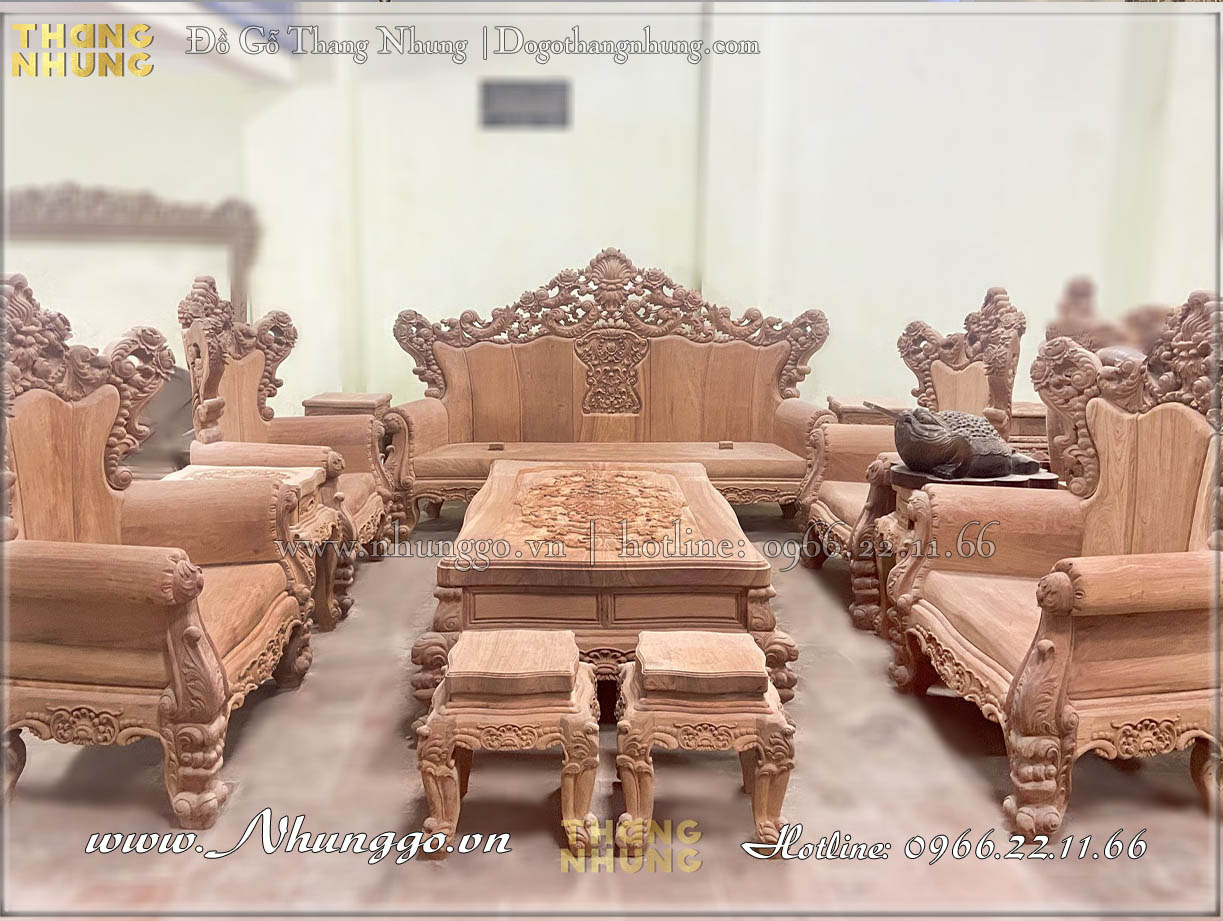 Cả bộ bàn ghế mẫu Louí hoàng gia gồm 10 món