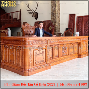 Bàn làm việc mẫu obâm gỗ tự nhiên dài 360cm được làm bằng chất liệu gỗ gõ đỏ