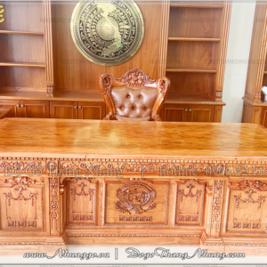 Cơ sở làm bàn chủ tịch mẫu Mỹ gỗ tự nhiên được thiết kế theo bản gốc của bàn tổng thống Mỹ