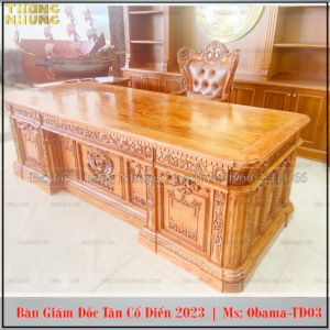 Co sở làm bàn tổng thống Mỹ gỗ tự nhiên được làm bằng chất liệu gỗ gõ đỏ
