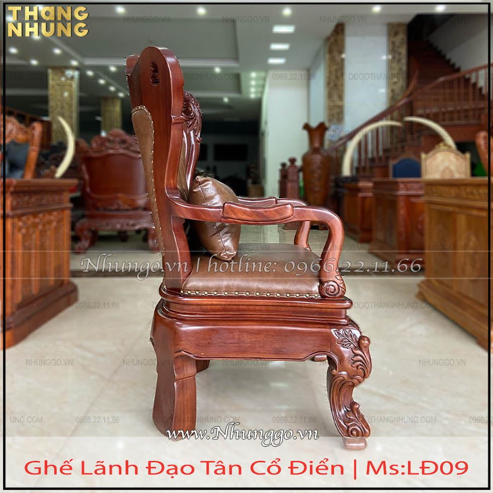 Ghế chủ tịch mẫu hiện đại gỗ gõ đỏ được thiết kế chân tĩnh theo phong cách tân cổ điển