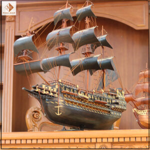 Mô hình thuyền buồm phong thủy gỗ mun - TM80 được mệnh danh là chúa tể biển cả