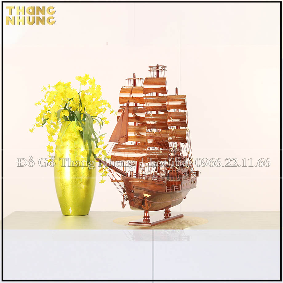 Thuyền buồm phong thủy Thái gỗ Cẩm tinh hoa nghệ thuật gỗ