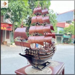 thuyền buồm trang trí gỗ trắc TBH 100