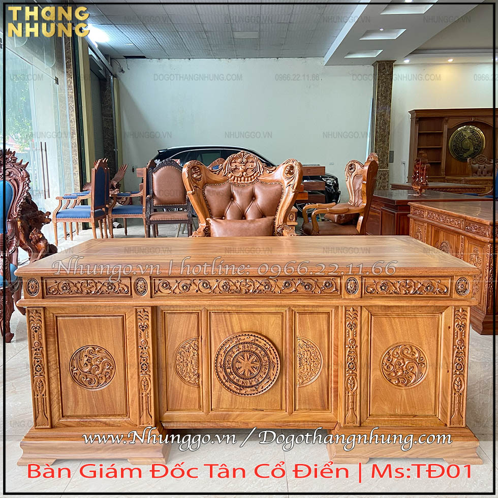 Bàn làm việc mẫu trống đồng