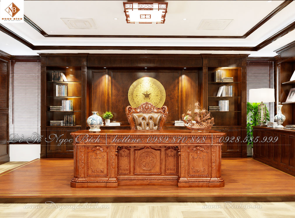 Bàn được thiết kế với các ngăn kéo và hộc chứa đồ bố trí hợp lý, giúp người dùng dễ dàng sắp xếp giấy tờ, hợp đồng, con dấu, sổ sách, tài liệu nội bộ, vật dụng cá nhân hoặc các phụ kiện làm việc thường dùng.