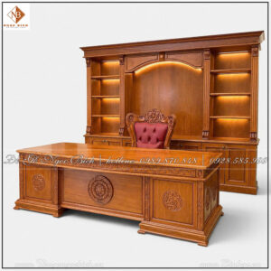 Khi kết hợp đồng bộ với ghế Chủ Tịch, tủ tài liệu, bàn trà và các sản phẩm nội thất gỗ, chiếc bàn có thể trở thành trung tâm tạo nên sự thống nhất cho toàn bộ căn phòng.
