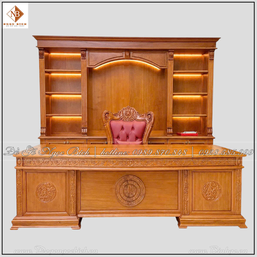 Bàn Chủ Tịch Mẫu Trống Đồng Mặt Cong – Sự Kết Hợp Giữa Văn Hóa Việt Và Nội Thất Phòng Chủ Tịch