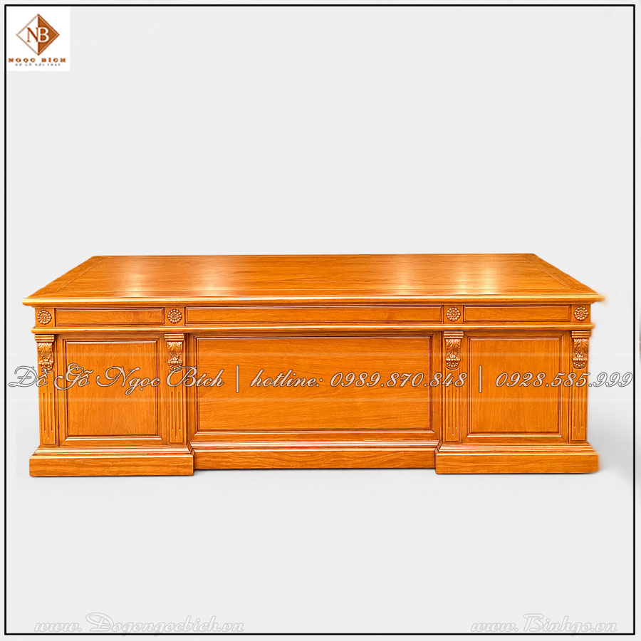 Bàn Giám Đốc Gỗ Gõ Đỏ 293cm – Biểu Tượng Của Vị Thế Người Lãnh Đạo