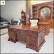 Bàn Giám Đốc mẫu Hoa Lá Tây 175 pu màu nâu óc chó