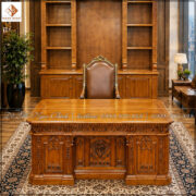 Bàn Làm Việc Tổng Giám Đốc Gỗ Gõ Đỏ Kích Thước 2m Phong Cách Tổng Thống – Biểu Tượng Của Quyền Uy Và Đẳng Cấp