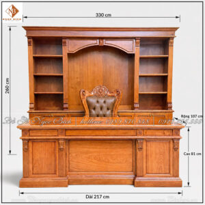 Với chiều dài 217cm, đây không phải là mẫu bàn dành cho những góc làm việc nhỏ. Kích thước này phù hợp hơn với những không gian có diện tích tương đối rộng và cần một sản phẩm tạo điểm nhấn rõ ràng.